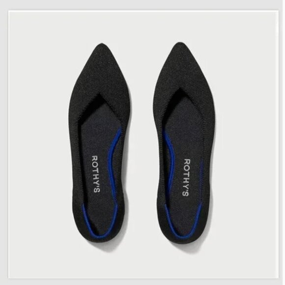 Rothy’s The Point Black Slip-On Shoes Size 9.5 Recycled Washable Comfort Flats - Picture 1 of 7
